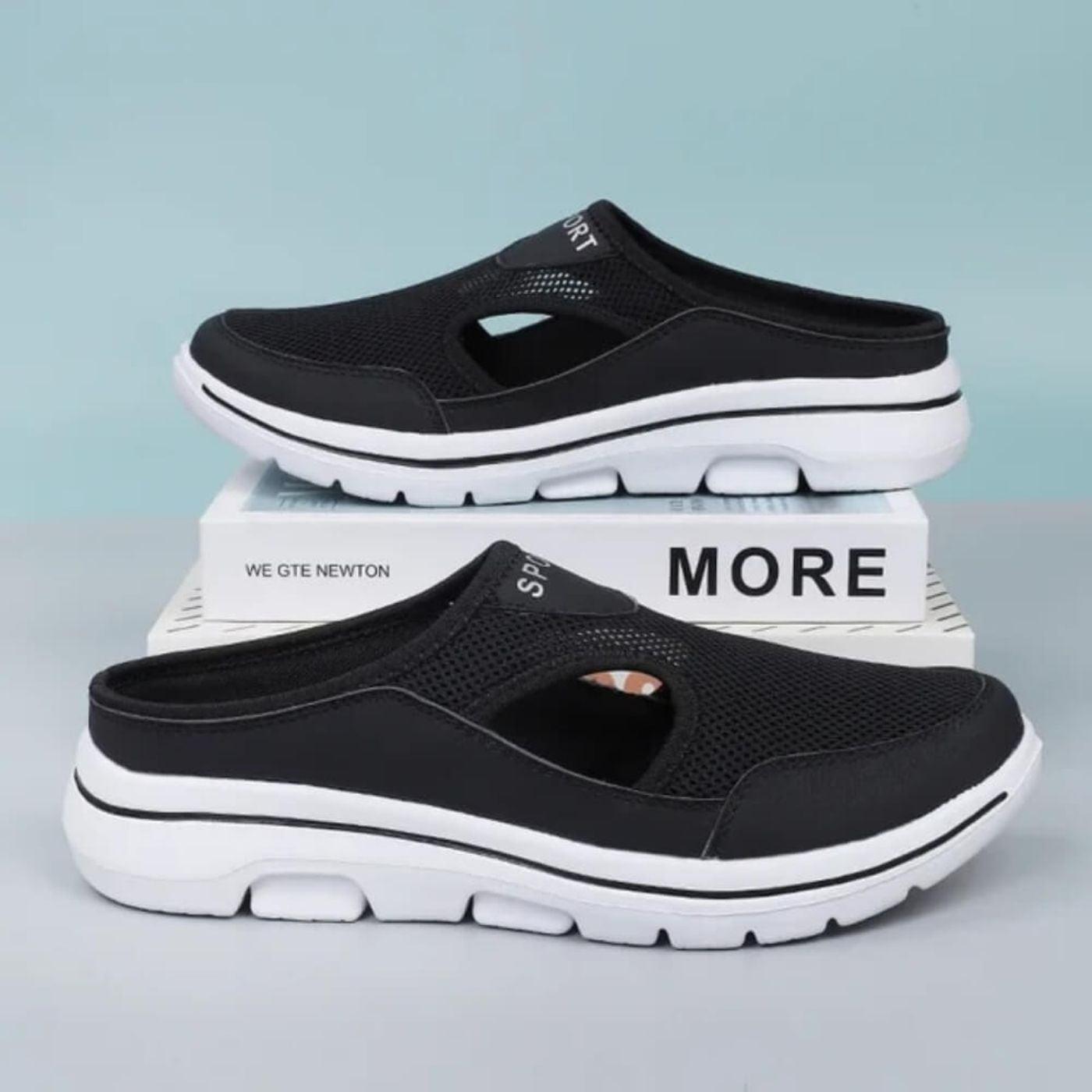 Sporty Mesh Slip-Ons with Open Sides and Flexible Sole
