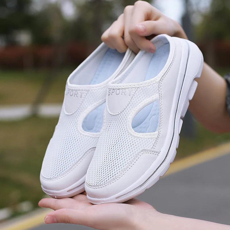 Sporty Mesh Slip-Ons with Open Sides and Flexible Sole