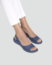 Sandales Peeptoe Confort avec Bande Élastique et Compensé