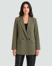 Oversized Stijlvolle Dames Blazer met Revers en Dubbele Knopen
