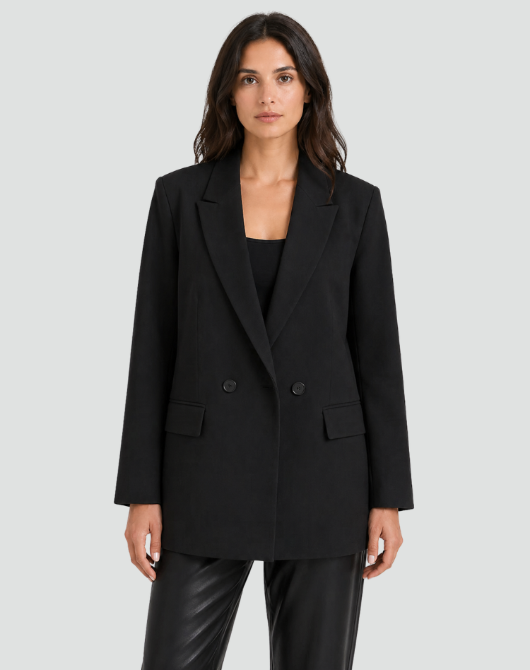 Oversized Stijlvolle Dames Blazer met Revers en Dubbele Knopen