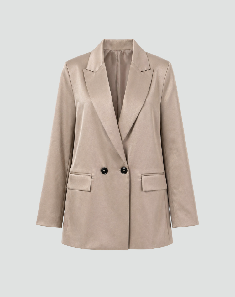 Oversized Stijlvolle Dames Blazer met Revers en Dubbele Knopen