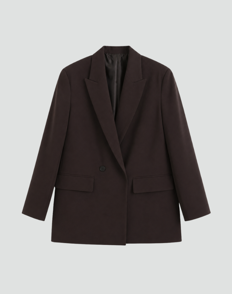 Oversized Stijlvolle Dames Blazer met Revers en Dubbele Knopen