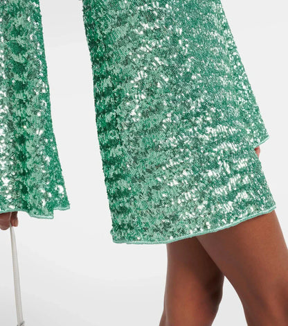 Elegante Glitter Vrouwen V Hals Lange Mouwen Mini Cocktailjurk