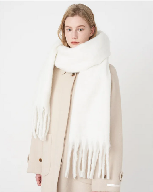 Warme Elegante Wintersjaal Met Stijlvolle Franjes Voor Vrouwen