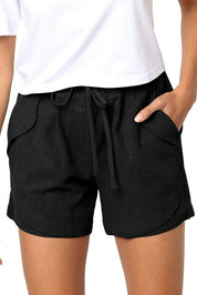 Linnen Short Met Trekkoord En Elastische Taille Voor Dames