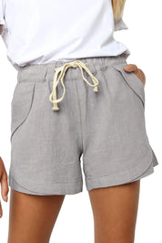 Linnen Short Met Trekkoord En Elastische Taille Voor Dames
