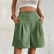 Shorts taille haute plissés pour femmes
