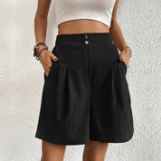 Shorts taille haute plissés pour femmes