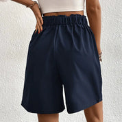 Shorts taille haute plissés pour femmes