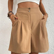Shorts taille haute plissés pour femmes