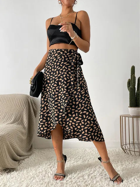 Perla Midi Wrap Skirt | Adjustable Fit with Asymmetrical Hem