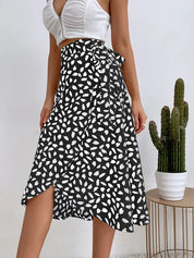 Perla Midi Wrap Skirt | Adjustable Fit with Asymmetrical Hem