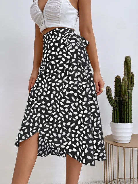Perla Midi Wrap Skirt | Adjustable Fit with Asymmetrical Hem