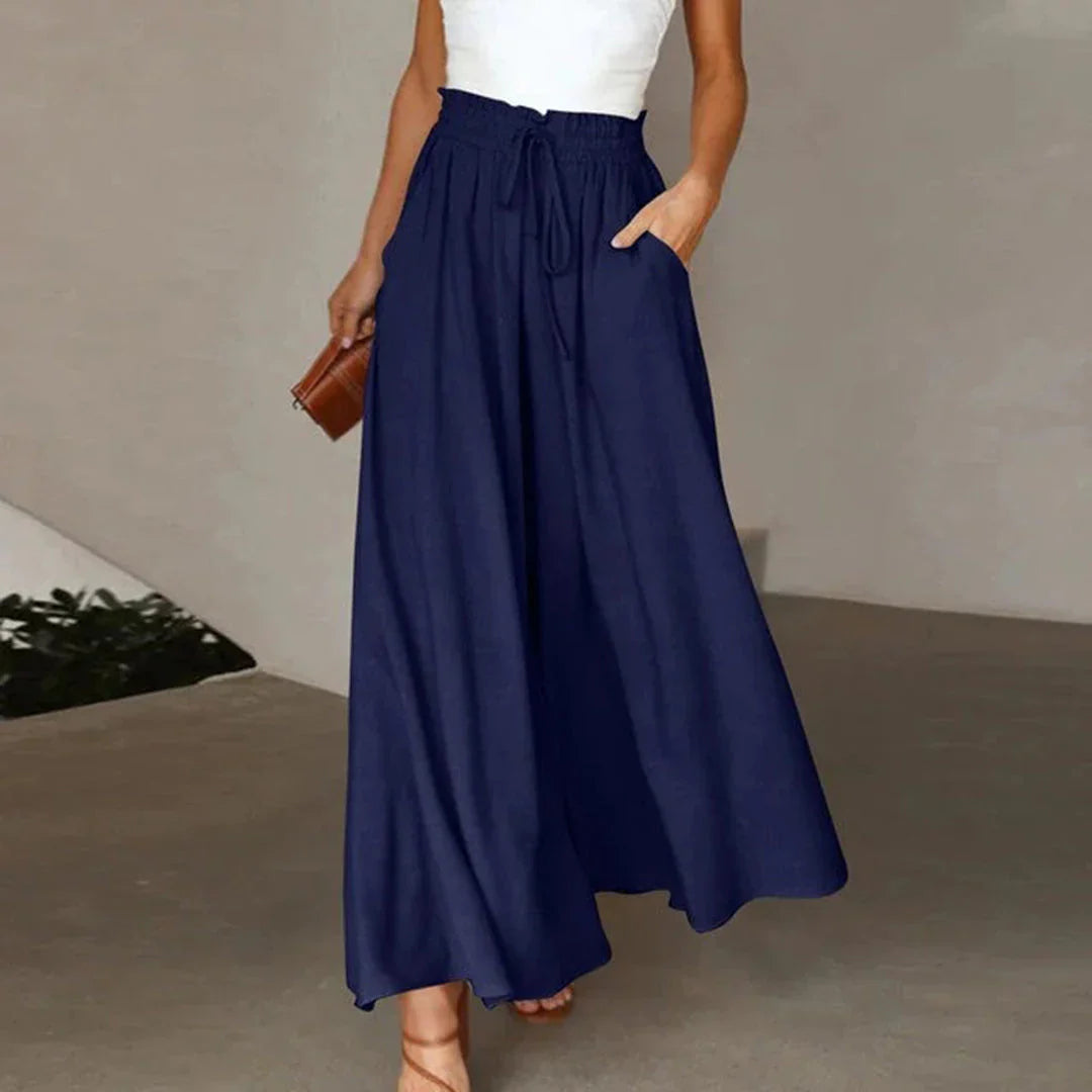 Palazzo Pants with High Waist and Elastic Waistband for Women