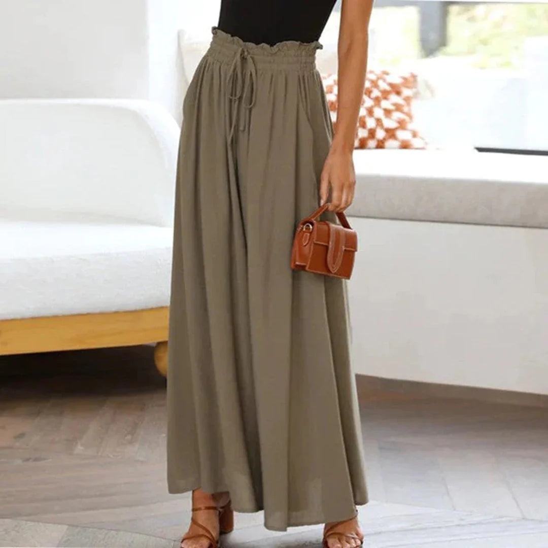 Palazzo Pants with High Waist and Elastic Waistband for Women