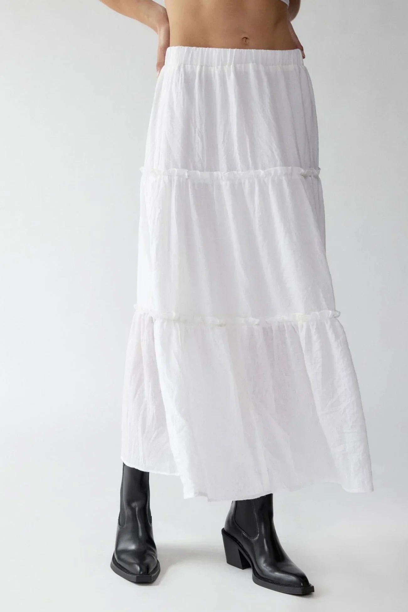 Petunia Maxi Skirt | Tiered Cotton-Linen Skirt