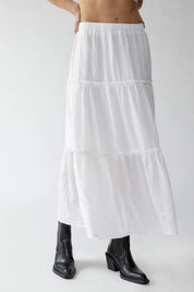 Petunia Maxi Skirt | Tiered Cotton-Linen Skirt