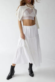 Petunia Maxi Skirt | Tiered Cotton-Linen Skirt