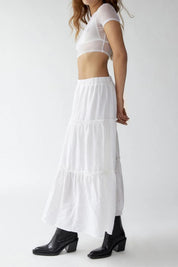 Petunia Maxi Skirt | Tiered Cotton-Linen Skirt