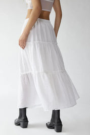 Petunia Maxi Skirt | Tiered Cotton-Linen Skirt