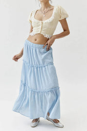 Petunia Maxi Skirt | Tiered Cotton-Linen Skirt