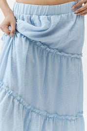 Petunia Maxi Skirt | Tiered Cotton-Linen Skirt