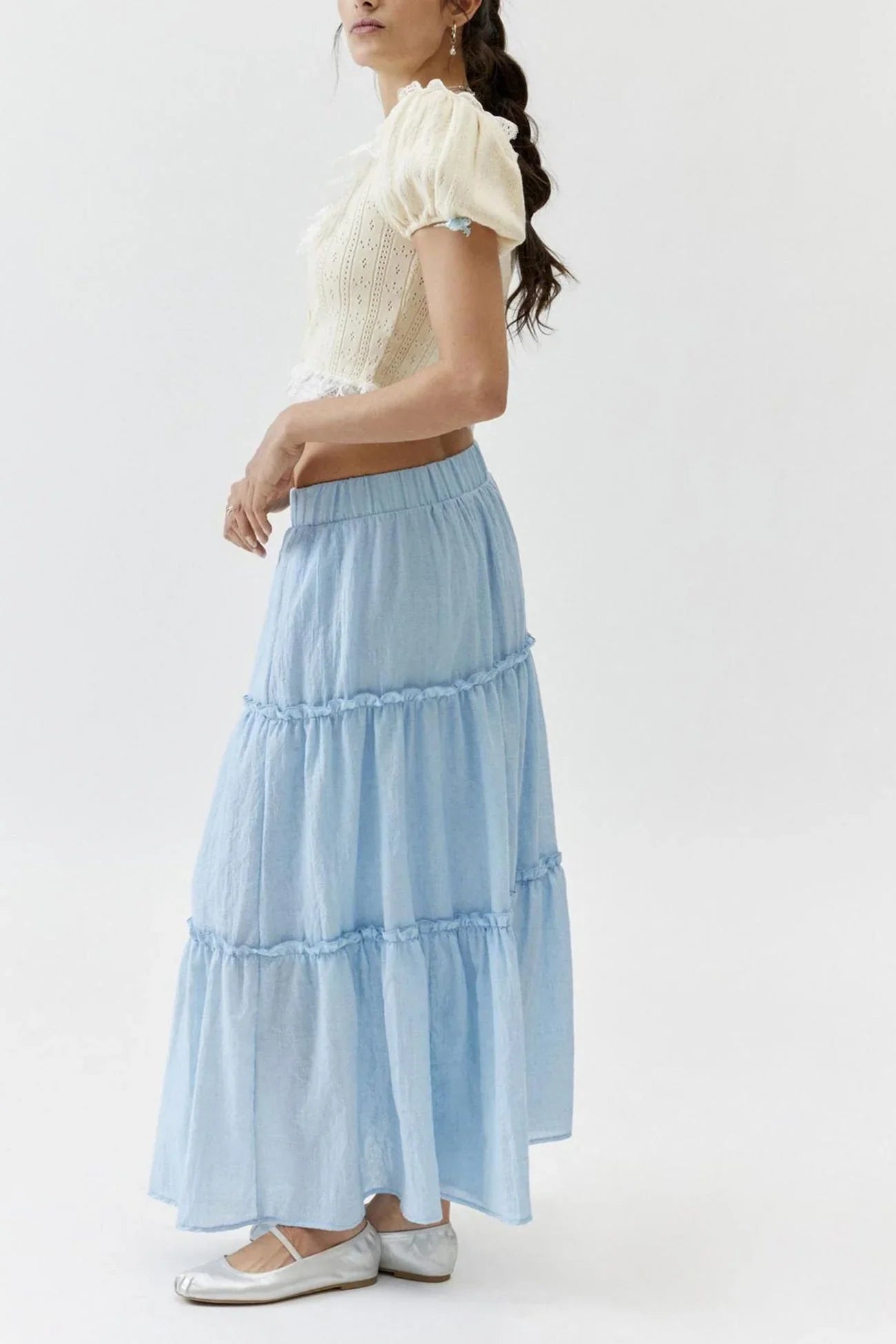 Petunia Maxi Skirt | Tiered Cotton-Linen Skirt