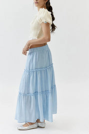 Petunia Maxi Skirt | Tiered Cotton-Linen Skirt