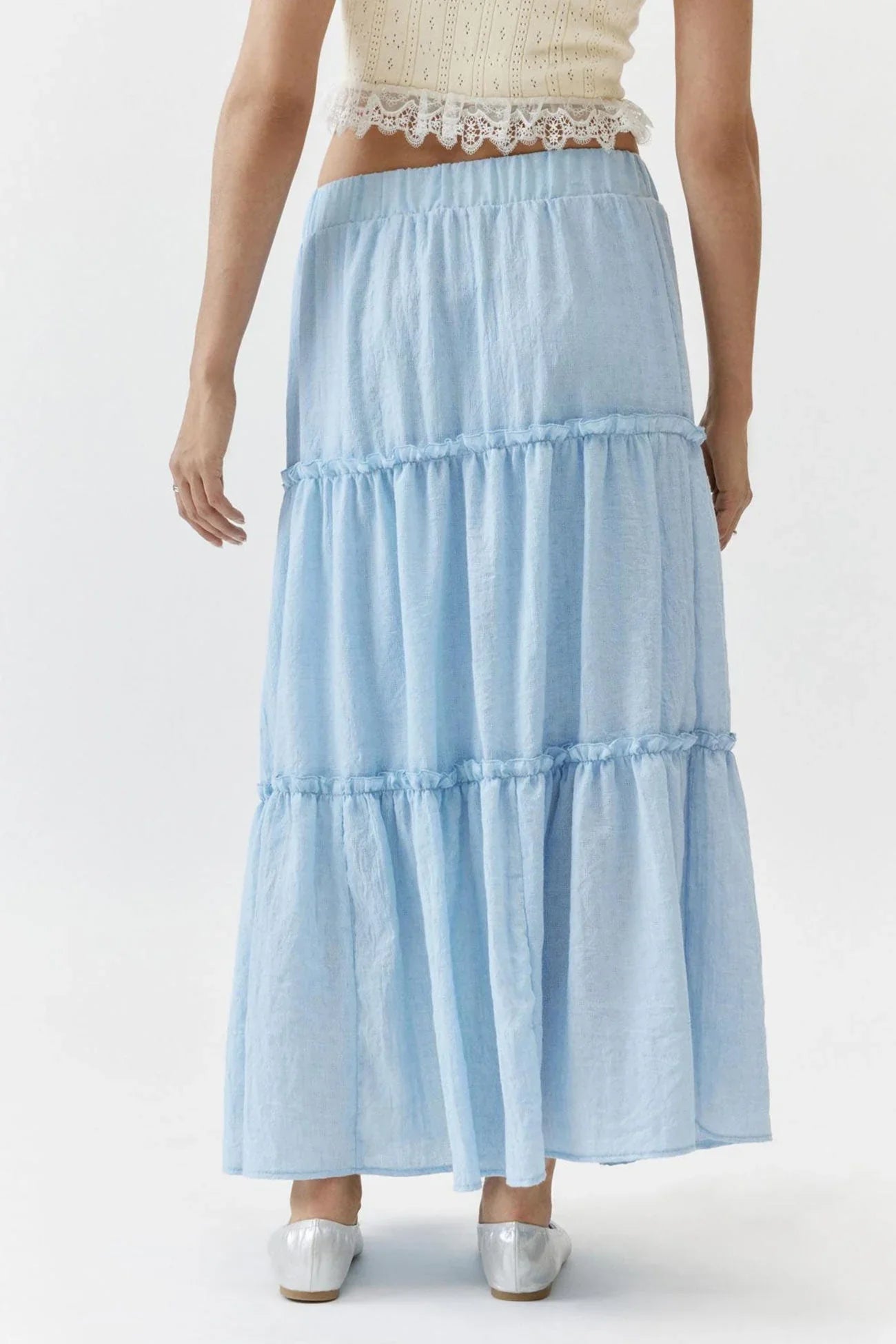 Petunia Maxi Skirt | Tiered Cotton-Linen Skirt