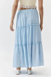 Petunia Maxi Skirt | Tiered Cotton-Linen Skirt