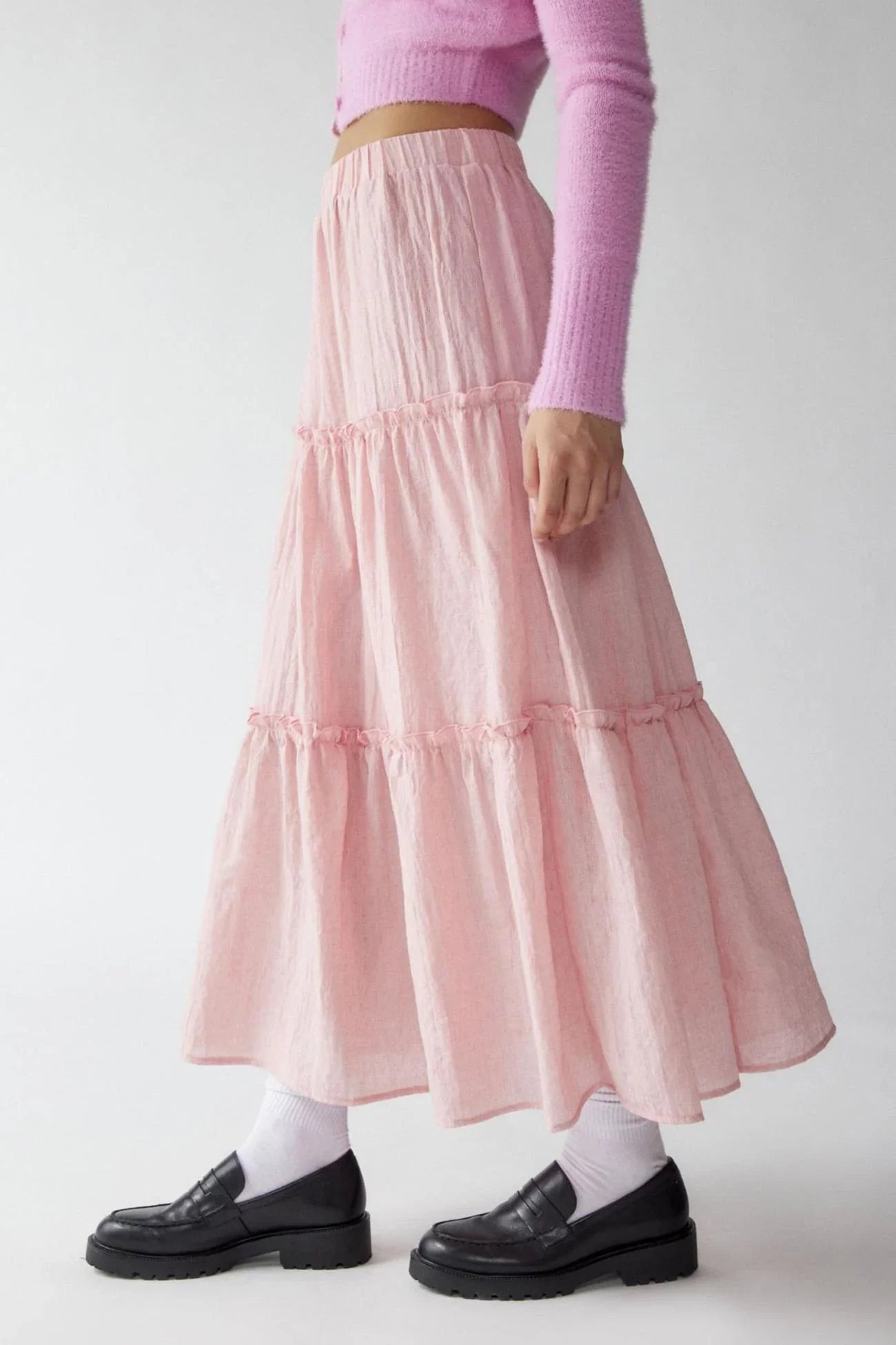 Petunia Maxi Skirt | Tiered Cotton-Linen Skirt