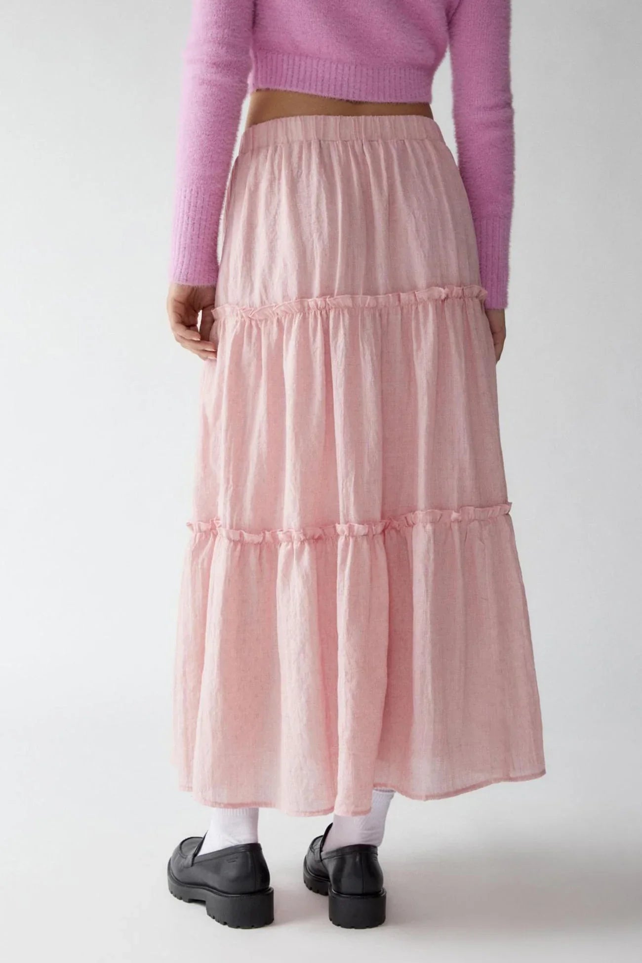 Petunia Maxi Skirt | Tiered Cotton-Linen Skirt