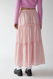 Petunia Maxi Skirt | Tiered Cotton-Linen Skirt