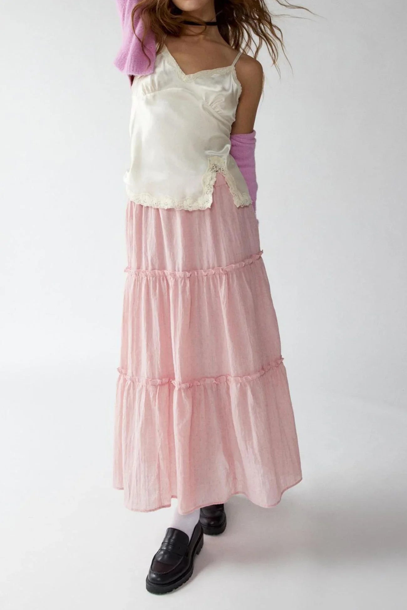 Petunia Maxi Skirt | Tiered Cotton-Linen Skirt