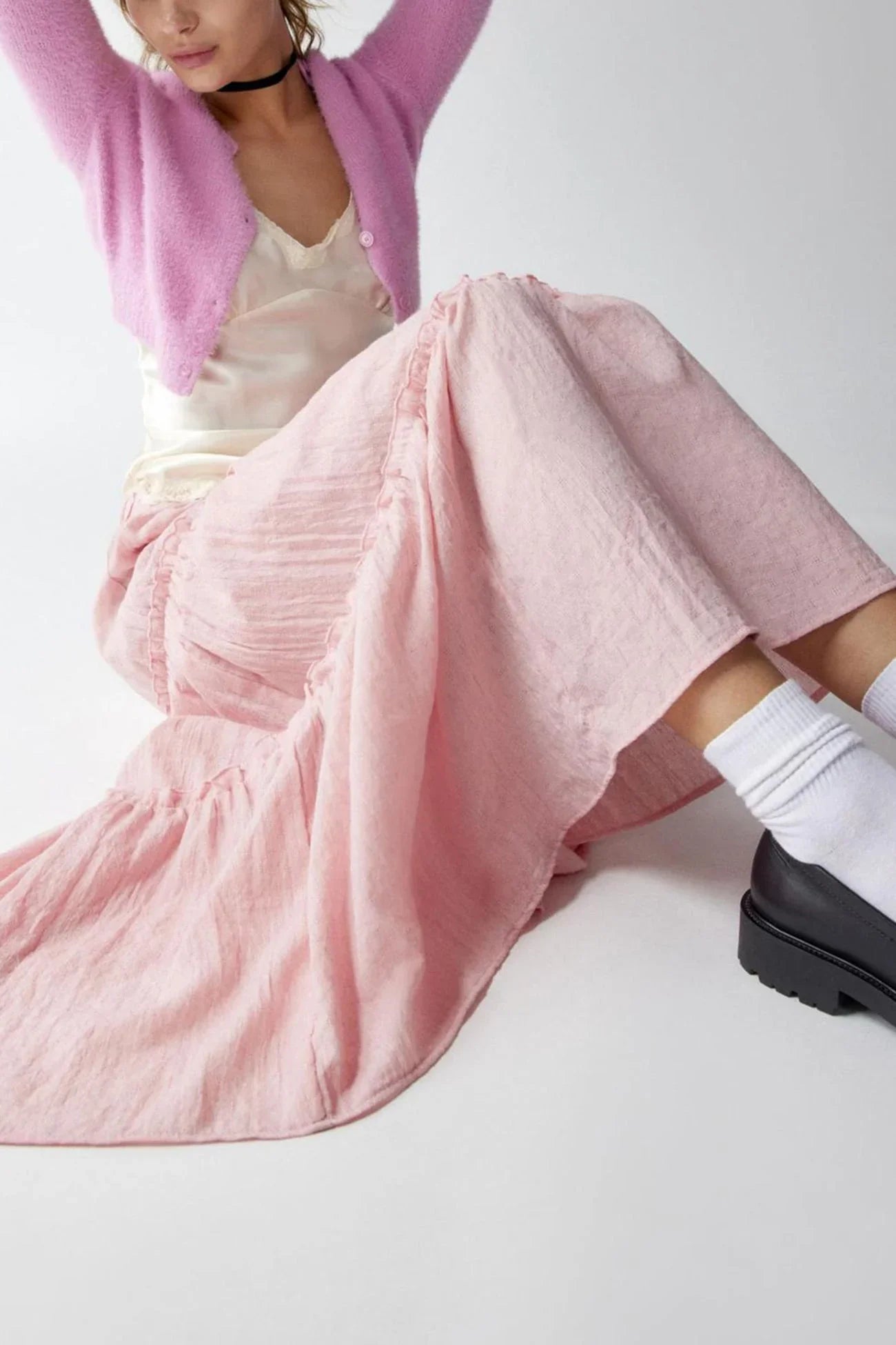 Petunia Maxi Skirt | Tiered Cotton-Linen Skirt
