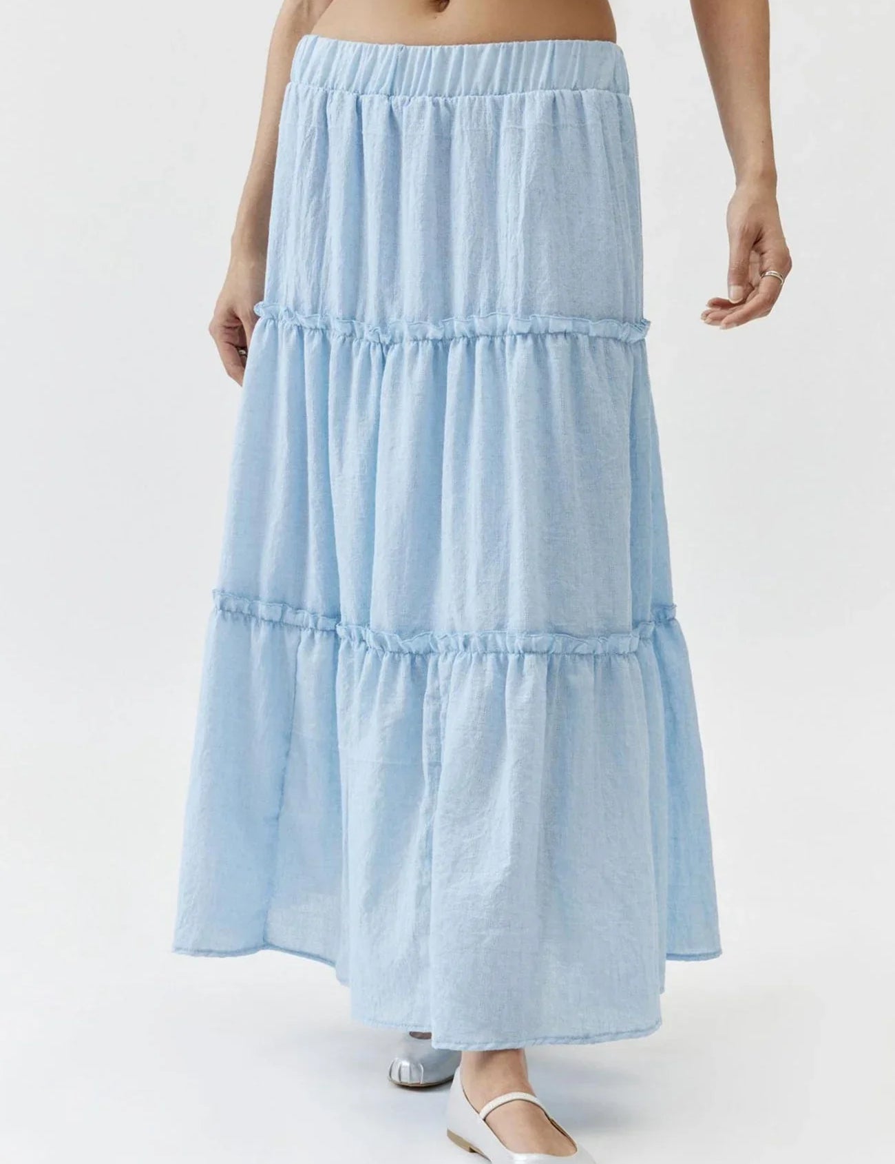 Petunia Maxi Skirt | Tiered Cotton-Linen Skirt