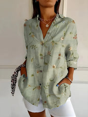 Blouse à imprimé floral avec manches longues pour femmes