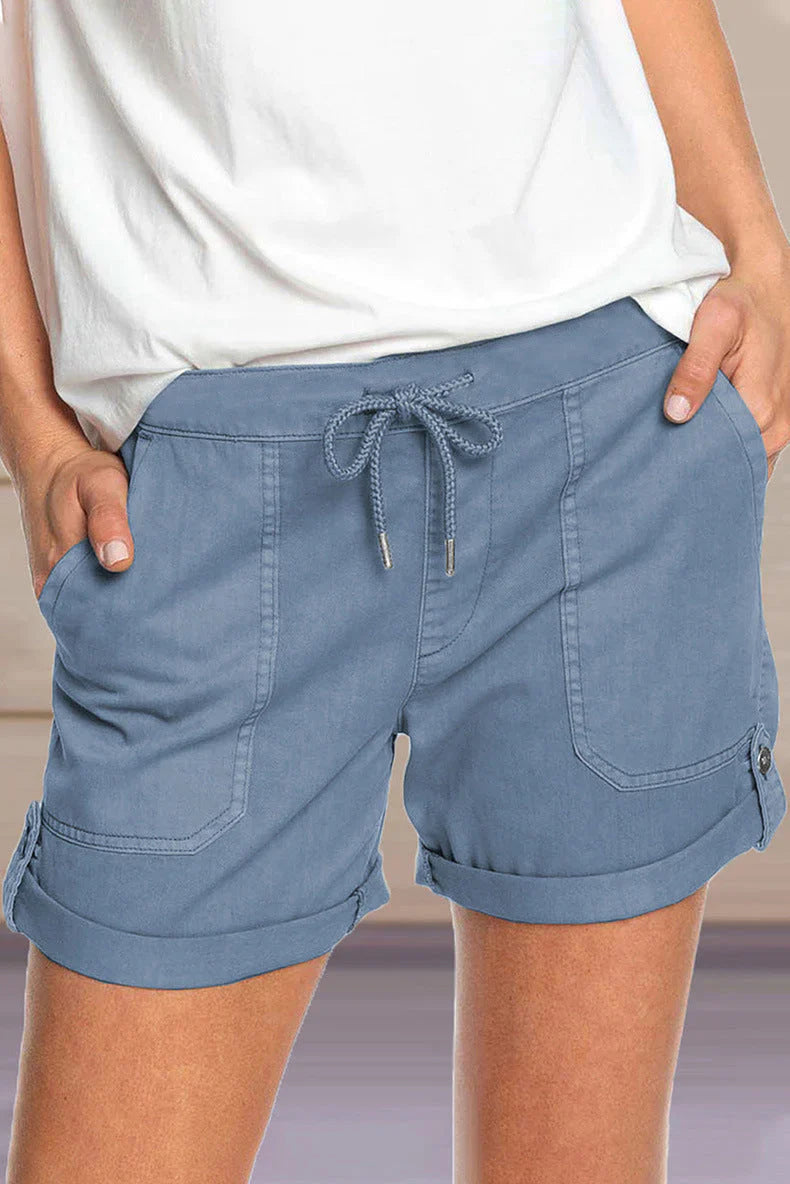 Shorts with Drawstring and Large Pockets for Women