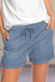 Shorts with Drawstring and Large Pockets for Women