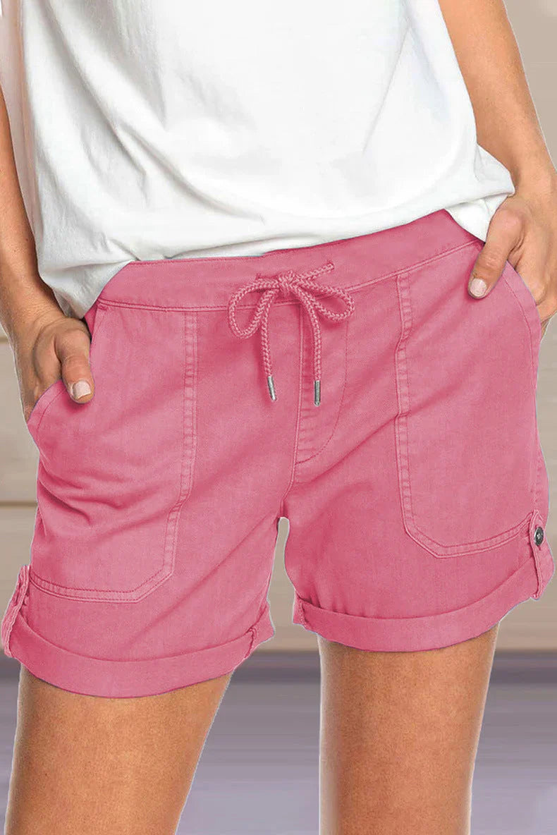 Shorts with Drawstring and Large Pockets for Women