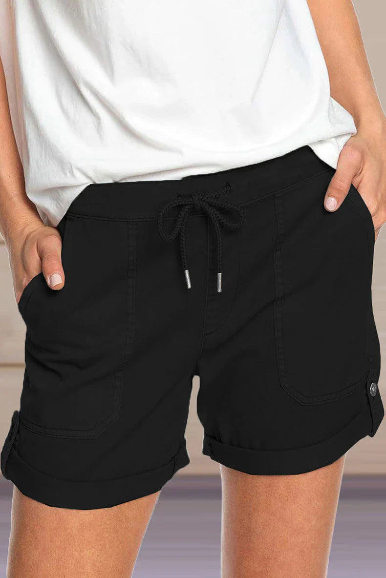Shorts with Drawstring and Large Pockets for Women