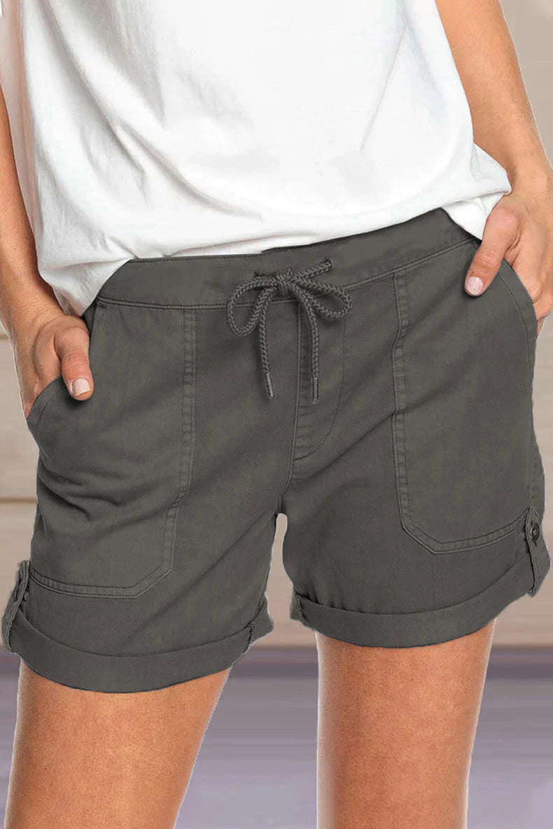 Shorts with Drawstring and Large Pockets for Women