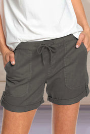 Shorts with Drawstring and Large Pockets for Women