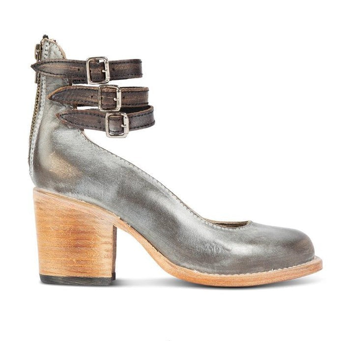 Vintage Women's Pumps with Strap Buckles and Block Heel