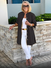 Long Blouse with Bow Sleeves and Button Closure for Women