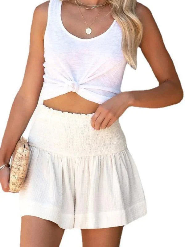 Shorts pour femmes avec taille smockée et jambes larges