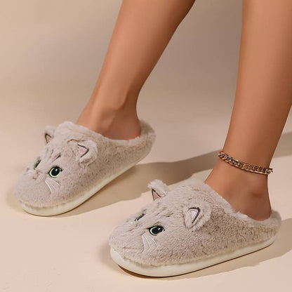 Warme Kattenpantoffels Met Schattig Design Voor Dames