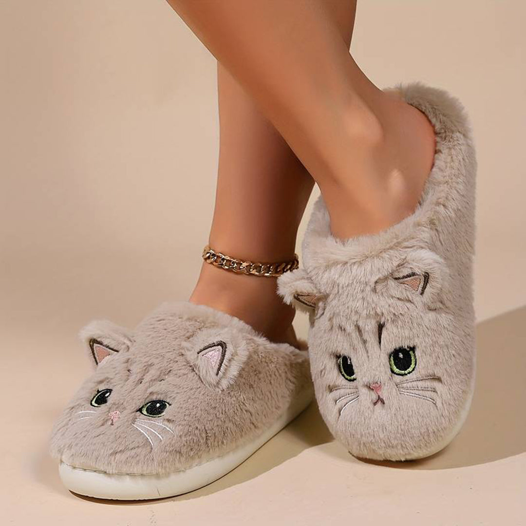 Warme Kattenpantoffels Met Schattig Design Voor Dames