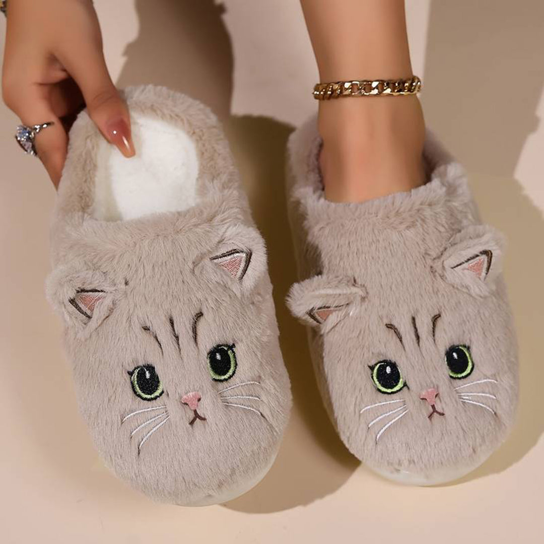 Warme Kattenpantoffels Met Schattig Design Voor Dames